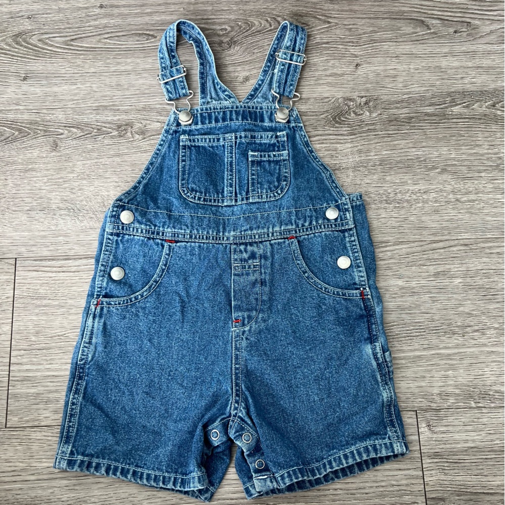 Vintage Y2K Gap Kids Shortalls Short Bib Overalls Denim Toddler Size 2t